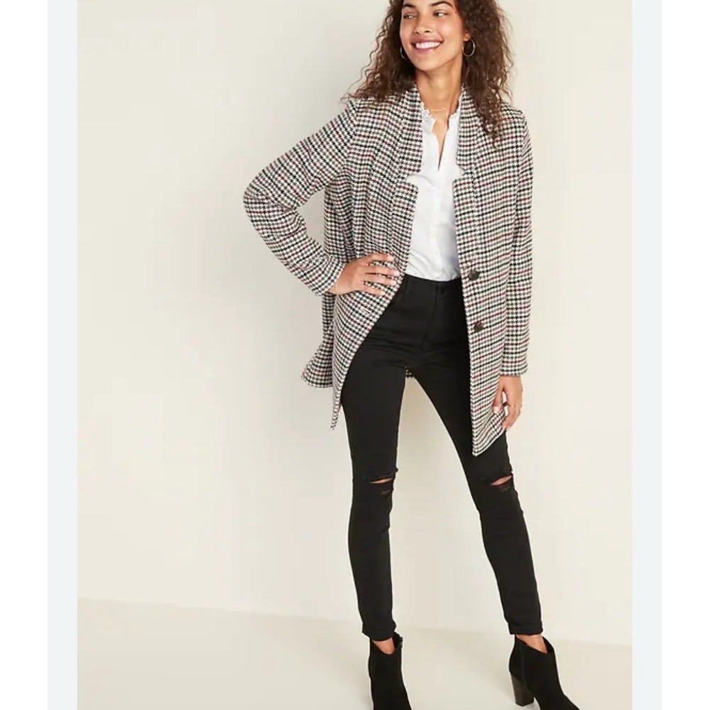 ** Old Navy sz XS  ~ Textured Houndstooth Multi Print Coat for Women‎ NWT